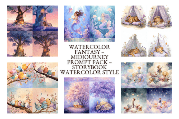 Download Watercolor Fantasy 40 Midjourney Prompts - Midjourney Collection