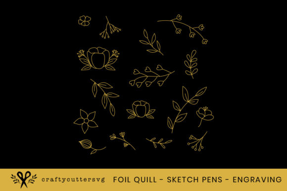 Download Foil Quill Botanicals - Only Sketch, Pens Engraving Flower - Botanicals Collection