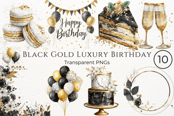 Download Black Gold Luxury Birthday Clipart - Birthday clipart Collection